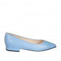 Woman's pointy ballerina shoe in light blue leather heel 2 - Available sizes:  33, 34, 43, 44, 45