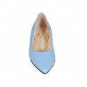 Decolté a punta da donna in pelle azzurra tacco 2 - Misure disponibili: 33, 34, 44