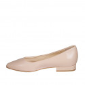 Woman's pointy ballerina shoe in rose leather heel 2 - Available sizes:  32, 44, 45