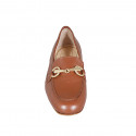 Mocasin pour femmes en cuir cognac avec accessoire avec talon 3 - Pointures disponibles:  42, 45