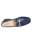 Woman's mocassin in blue leather with accessory heel 3 - Available sizes:  32, 33, 34, 43, 44, 45