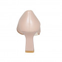 Zapato de salón puntiagudo para mujer en piel rosa claro tacon 7 - Tallas disponibles:  43, 44, 45