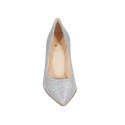 Woman's pointy pump in silver laminated fabric heel 7 - Available sizes:  32, 42, 43