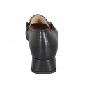 Woman's mocassin in black leather with accessory heel 4 - Available sizes:  32, 34, 42, 43, 44