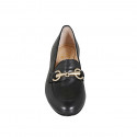 Woman's mocassin in black leather with accessory heel 4 - Available sizes:  32, 34, 42, 43, 44