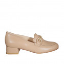 Woman's mocassin in rose leather with accessory heel 4 - Available sizes:  34, 43, 44, 45