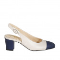 Woman's slingback pump in blue and nude leather heel 6 - Available sizes:  33, 34, 42, 43, 44