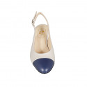 Zapato destalonado para mujer en piel azul y nude tacon 6 - Tallas disponibles:  33, 34, 42, 43, 44