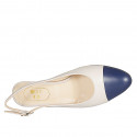 Woman's slingback pump in blue and nude leather heel 6 - Available sizes:  33, 34, 42, 44