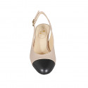 Chaussure ouverte au talon pour femmes en cuir noir et nue talon 6 - Pointures disponibles:  42