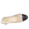Woman's slingback pump in black and nude leather heel 6 - Available sizes:  42, 43, 44