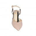 Zapato destalonado a punta para mujer con cinturon en piel rosa y negra con tacon 6 - Tallas disponibles:  33, 34, 42, 43, 44