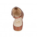 Chaussure ouverte au talon pour femmes en cuir cognac talon 2 - Pointures disponibles:  44, 45