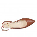 Zapato destalonado para mujer en piel color cognac tacon 2 - Tallas disponibles:  44, 45