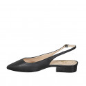 Woman's slingback pump in black leather heel 2 - Available sizes:  32, 44, 45