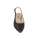 Chaussure ouverte au talon pour femmes en cuir noir talon 2 - Pointures disponibles:  32, 44, 45