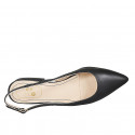 Woman's slingback pump in black leather heel 2 - Available sizes:  32, 44, 45