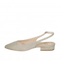 Woman's slingback pump in platinum laminated fabric heel 2 - Available sizes:  33