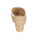 Mule pour femmes en cuir blanc et daim imprimé a pois argent avec plateforme et talon compensé 9 - Pointures disponibles:  33, 34