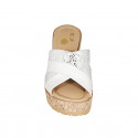Woman's mules in white leather and white suede with silver printed dots with platform and wedge heel 9 - Available sizes:  33, 34