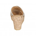 Mule pour femmes en cuir lamé platine et daim beige imprimé a pois platine avec plateforme et talon compensé 9 - Pointures disponibles:  34