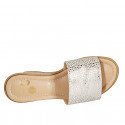 Woman's mules in white suede with silver printed dots platform and wedge heel 7 - Available sizes:  31, 33, 34