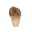 Mule pour femmes en cuir bronze foncé et daim bronze foncé avec pois imprimé talon compensé 6 - Pointures disponibles:  42, 43