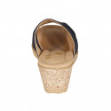 Mule pour femmes en cuir bleu foncé et daim bleu foncé avec pois imprimé talon compensé 6 - Pointures disponibles:  42, 43, 44