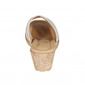 Mule pour femmes en cuir blanc et daim blanc avec pois argent imprimé talon compensé 6 - Pointures disponibles:  42, 43, 44, 45