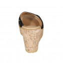 Mule pour femmes en daim noir avec strass multicolor plateforme et talon compensé 9 - Pointures disponibles:  33