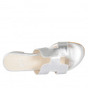 Woman's mules in silver laminated leather heel 2 - Available sizes:  33, 34, 42, 43, 44