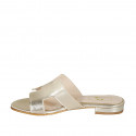 Woman's mules in platinum laminated leather heel 2 - Available sizes:  33, 34, 42, 43, 44