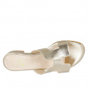 Woman's mules in platinum laminated leather heel 2 - Available sizes:  33, 34, 42, 43, 44