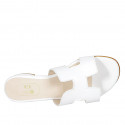 Woman's mule in white leather heel 2 - Available sizes:  33, 34, 42, 43