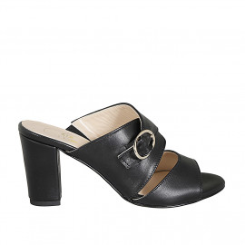 Mule pour femmes avec boucle en cuir noir talon 8 - Pointures disponibles: 32, 33, 42
