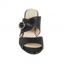 Woman's mules with buckle in black leather heel 8 - Available sizes:  32, 33, 34, 42, 43