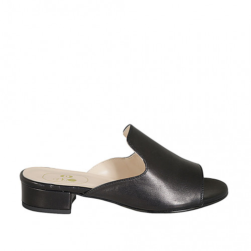Highfronted mules in black leather heel 3 - Available sizes:  33, 34, 42, 43, 44, 45