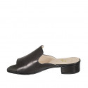 Highfronted mules in black leather heel 3 - Available sizes:  33, 34, 42, 43, 44, 45