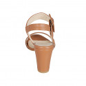 Sandale pour femmes avec boucle en cuir cognac talon 8 - Pointures disponibles:  32, 34