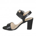 Sandale pour femmes avec boucle en cuir noir talon 8 - Pointures disponibles:  32, 33, 34