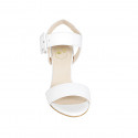 Woman's sandal with buckle in white leather heel 8 - Available sizes:  32