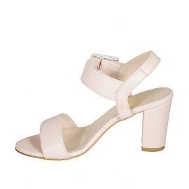Sandalia para mujer con hebilla en piel rosa tacon 8 - Tallas disponibles:  34 2