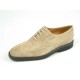 Zapato Oxford con cordones y decoracion Brogue para hombres en gamuza beis arena - Tallas disponibles:  52, 54