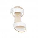 Woman's sandal in white leather with buckle heel 5 - Available sizes:  32, 33, 42, 44, 45