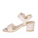 Woman's sandal with buckle in rose leather heel 5 - Available sizes:  33