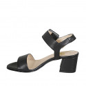 Sandale pour femmes avec boucle en cuir noir talon 5 - Pointures disponibles:  33, 34, 44, 45