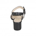 Sandale pour femmes avec boucle en cuir noir talon 5 - Pointures disponibles:  33