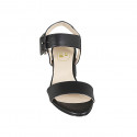 Woman's sandal with buckle in black leather heel 5 - Available sizes:  32, 33, 34, 44, 45