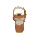 Sandale avec boucle pour femmes en daim cognac et jaune talon 5 - Pointures disponibles:  34