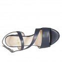 Sandalo da donna con elastico in pelle blu tacco 8 - Misure disponibili: 32, 34